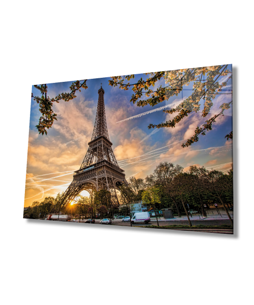 Paris Eyfel Kulesi Cam Tablo  4mm Dayanıklı Temperli Cam, Eiffel Glass Wall Decor