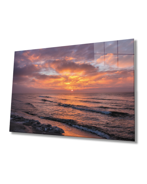 Gün Batımı Deniz Manzaralı Cam Tablo  4mm Dayanıklı Temperli Cam Sunset Sea View Glass Table 4mm Durable Tempered Glass