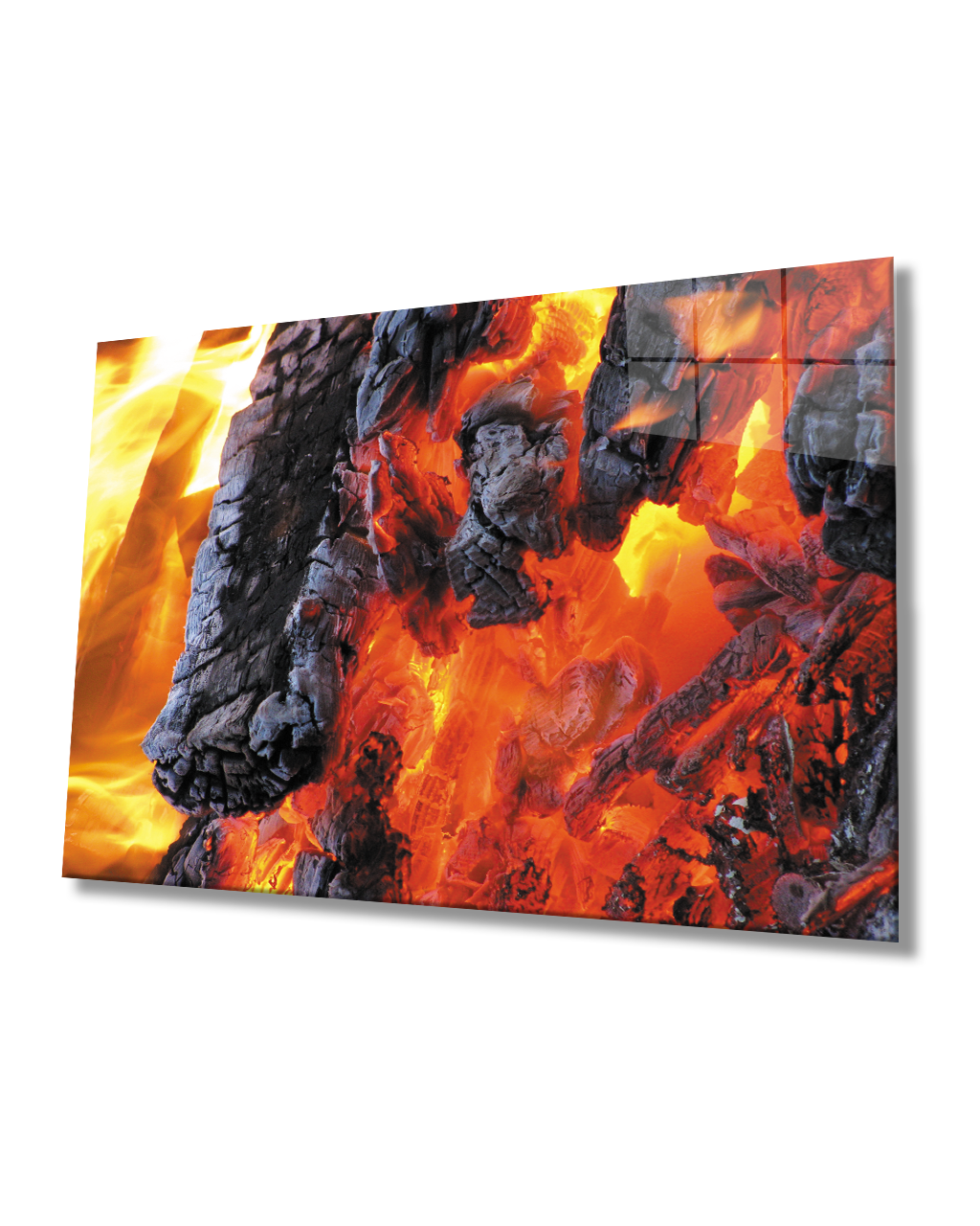 Ateş Köz Cam Tablo 4mm Dayanıklı Temperli Cam Fire Glass Painting