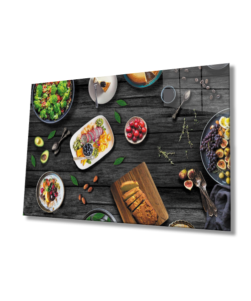 Meyve Sebze Masa Mutfak Cam Tablo  4mm Dayanıklı Temperli Cam  Fruit Vegetable Table Kitchen Glass Wall Art
