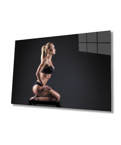 Spor Fitnes Cam Tablo  4mm Dayanıklı Temperli Cam Sports Fitness Glass Wall Art