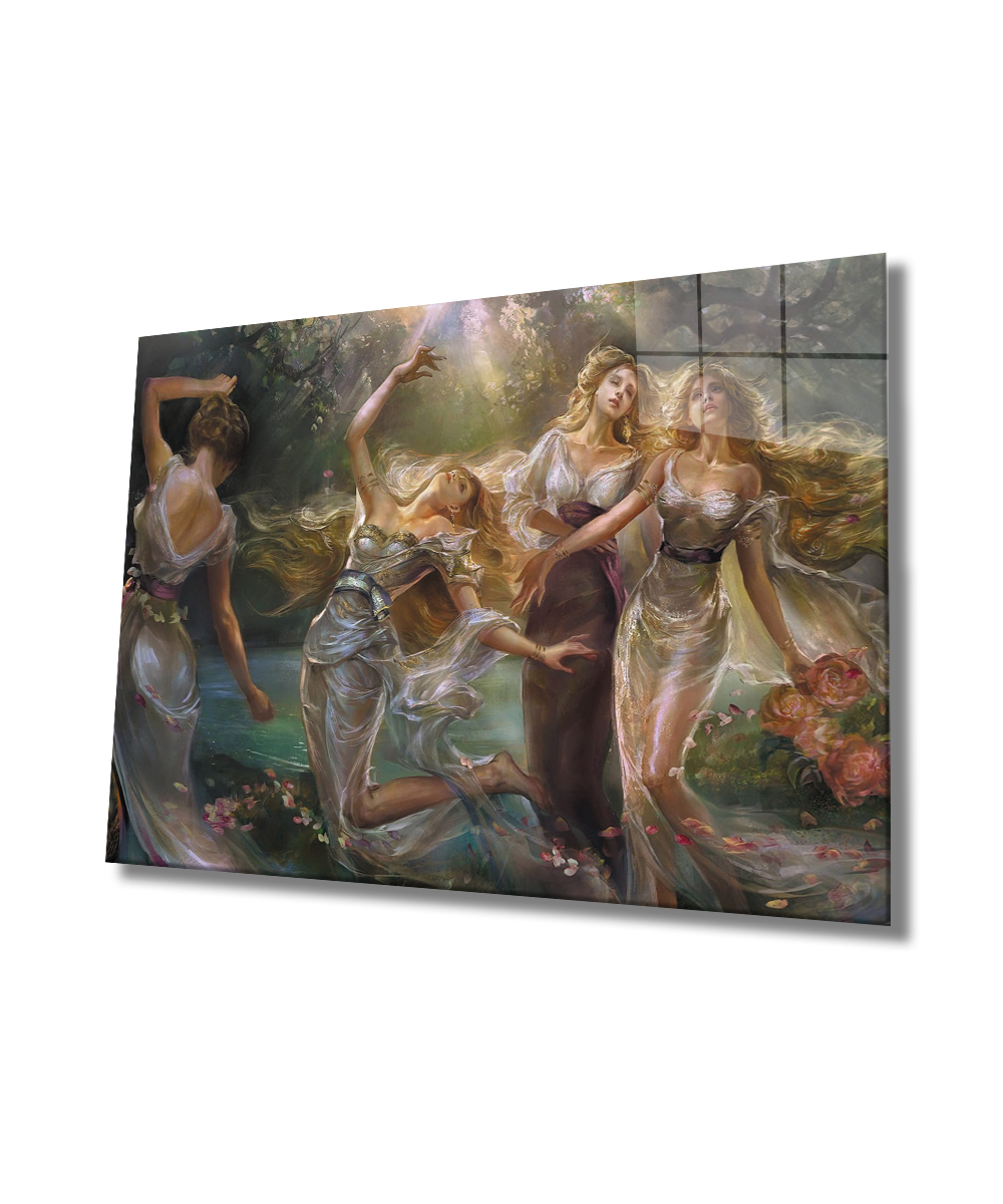 Kadınlar Klasik Tablo Cam Tablo  4mm Dayanıklı Temperli Cam , Women Glass Wall Art
