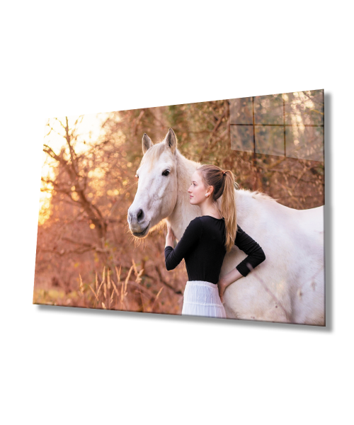 At  ve Kadın Cam Tablo  4mm Dayanıklı Temperli Cam