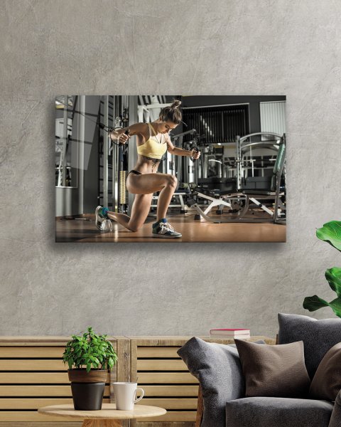 Spor Fitnes Cam Tablo  4mm Dayanıklı Temperli Cam Sports Fitness Glass Wall Art