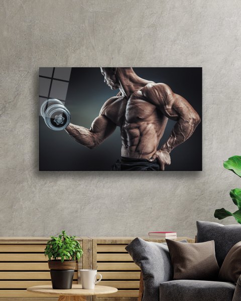 Spor Fitnes Cam Tablo  4mm Dayanıklı Temperli Cam Sports Fitness Glass Wall Art