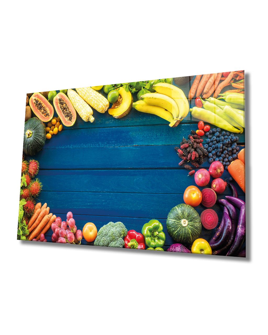 Meyveler Cam Tablo  4mm Dayanıklı Temperli Cam, Fruits Wall Decor