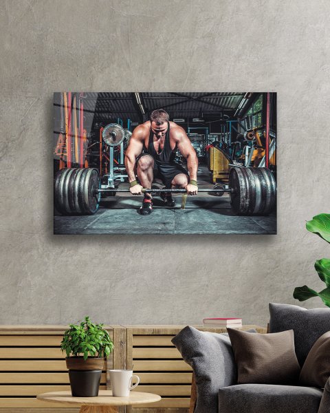 Spor Fitnes Cam Tablo  4mm Dayanıklı Temperli Cam Sports Fitness Glass Wall Art