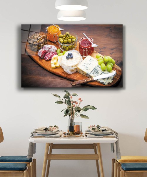 Kahvaltı Tabağı Mutfak Cam Tablo  4mm Dayanıklı Temperli Cam Breakfast Plate Kitchen Glass Wall Art