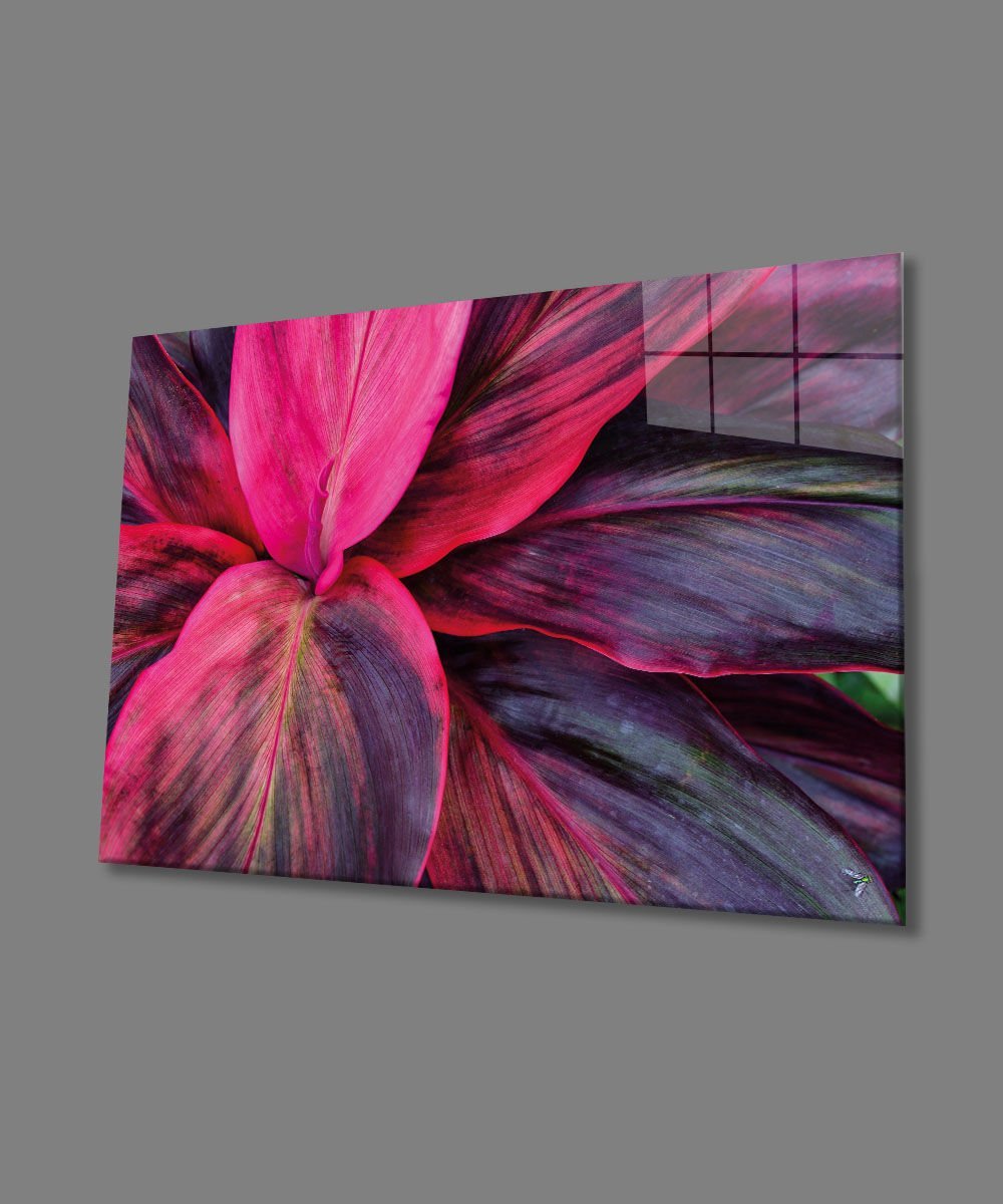 Mor Çiçek 4mm Dayanıklı Cam Tablo Temperli Cam, Purple Flower Glass Wall Decor