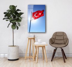 İdealizbiz Türk Bayrağı Cam Tablo  4mm Dayanıklı Temperli Cam