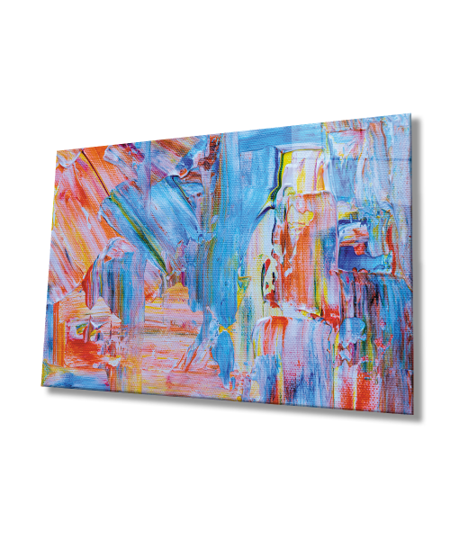 Soyut Cam Tablo  4mm Dayanıklı Temperli Cam Abstract Glass Wall Art