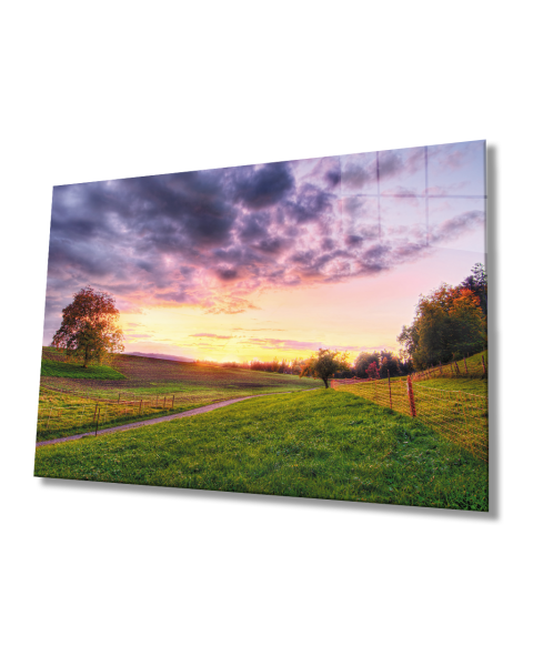 Gün Batımı Manzara  Cam Tablo  4mm Dayanıklı Temperli Cam Sunset Landscape Glass Table 4mm Durable Tempered Glass