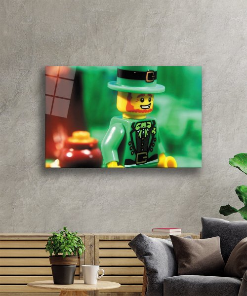 Yeşil Oyuncak Cam Tablo  4mm Dayanıklı Temperli Cam Green Toy Glass Wall Art