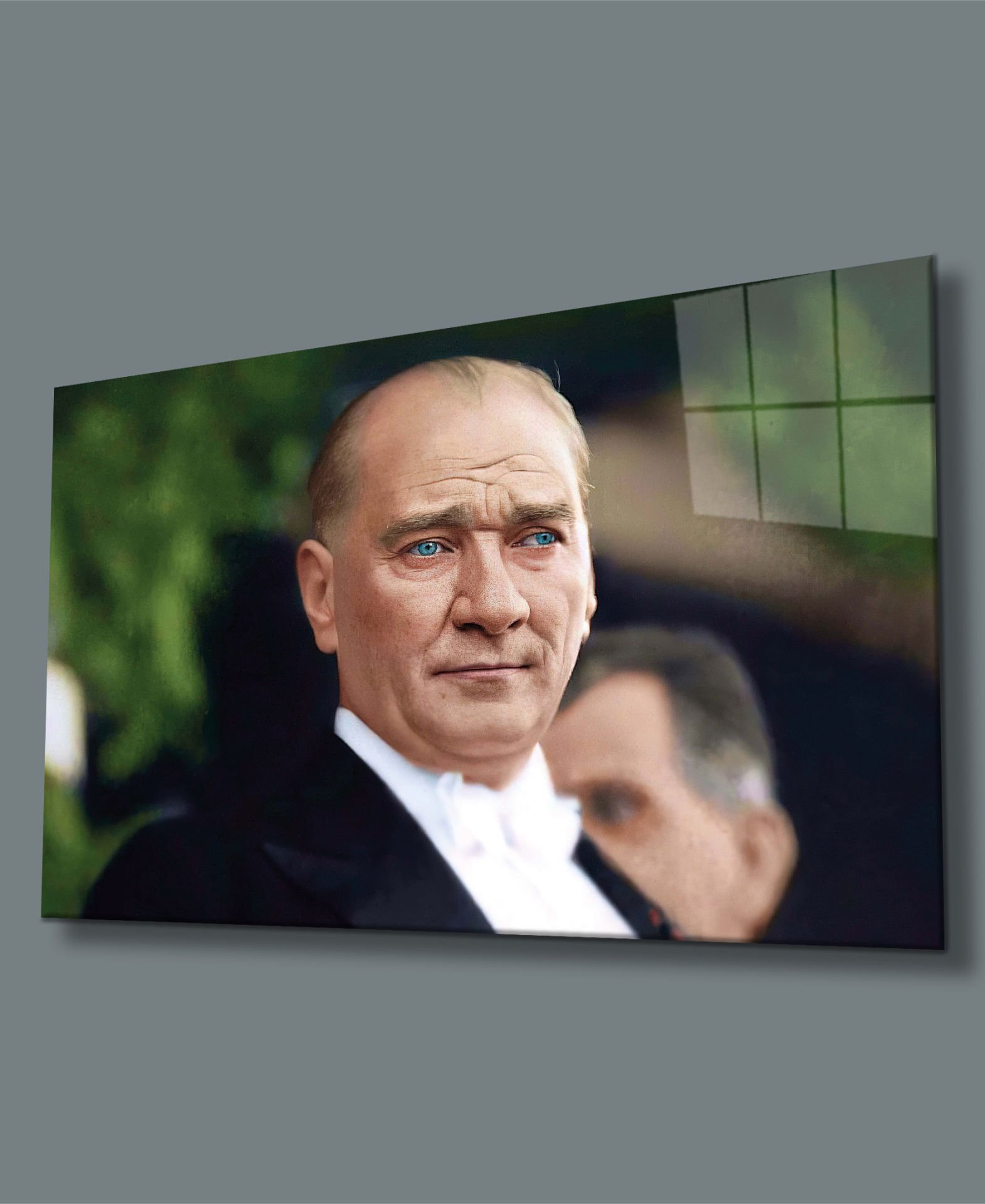 Atatürk Portre Cam Tablo Büyük Hediyelik Ev Ofis Dekoru