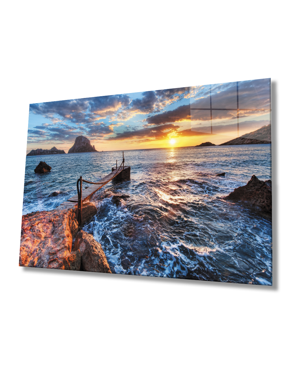 Gün Batımında Deniz Manzarası Cam Tablo Sea View Glass Table At Sunset 4mm Durable Tempered Glass  4mm Dayanıklı Temperli Cam