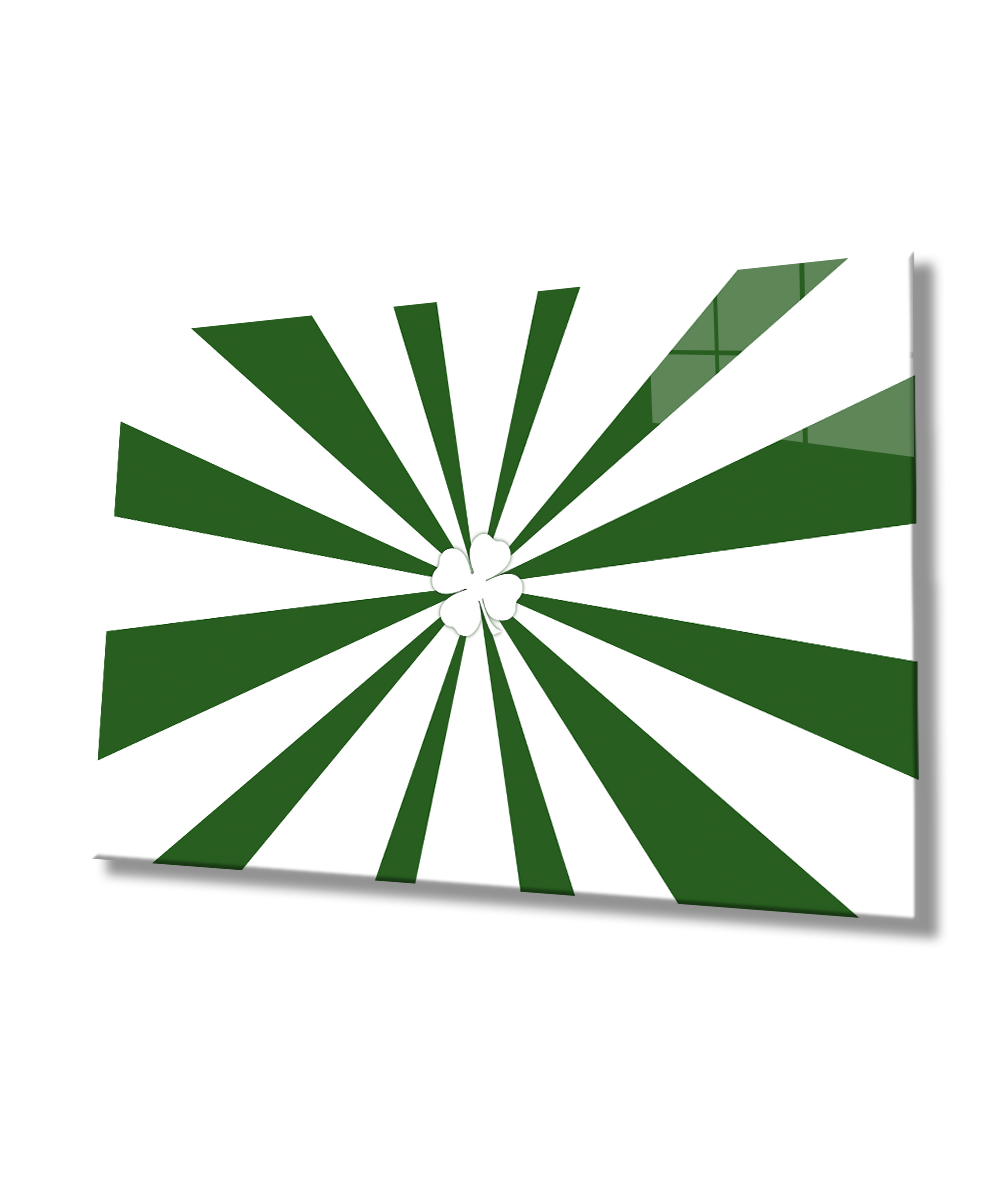 Yeşil Beyaz  Cam Tablo  4mm Dayanıklı Temperli Cam  Green White Glass Wall Art