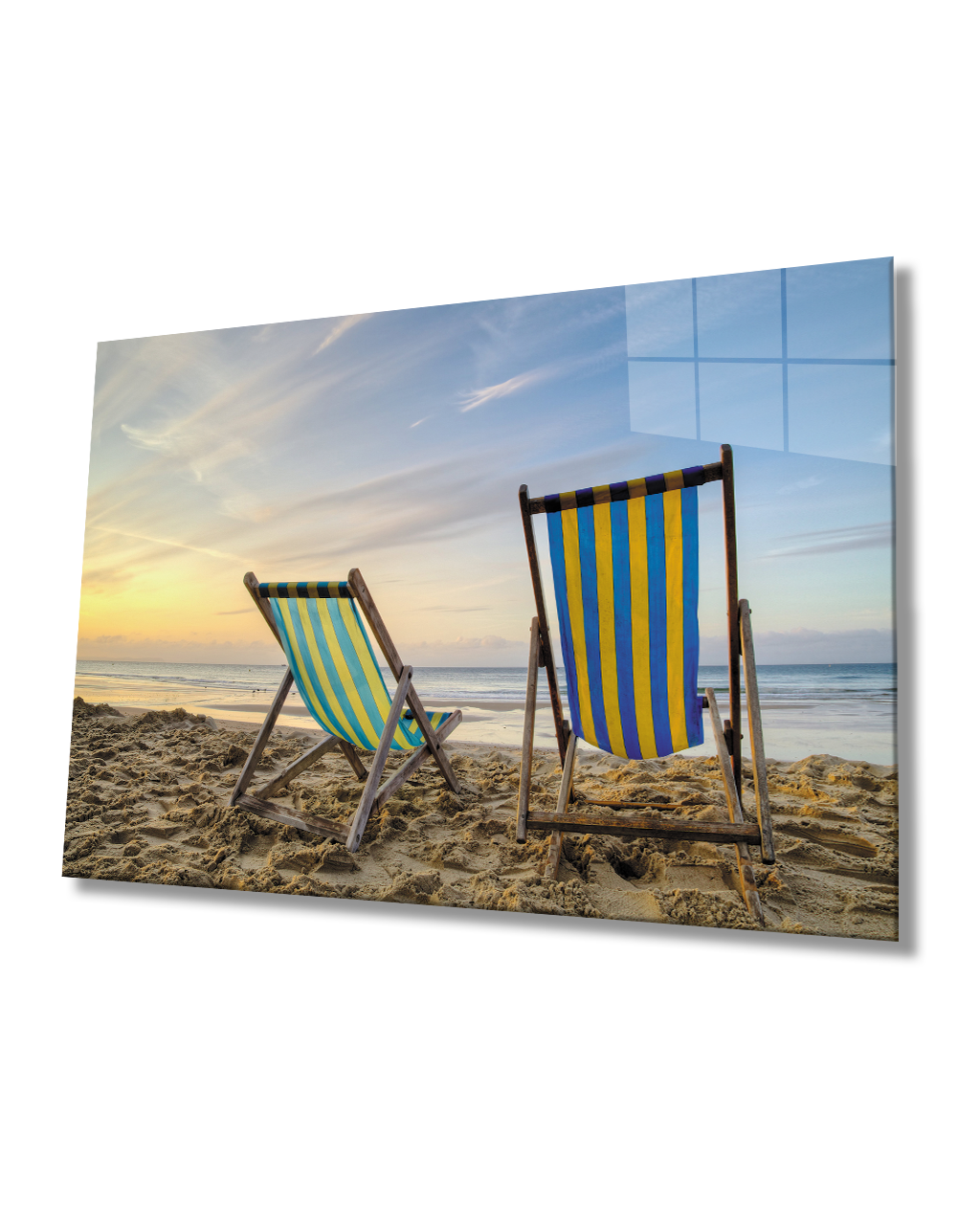 Gün Batımı Sahil Manzaralı Cam Tablo  4mm Dayanıklı Temperli Cam Sunset Beach View Glass Table 4mm Durable Tempered Glass