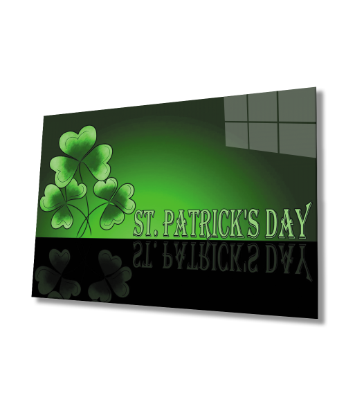 Patricks Day Yeşil Cam Tablo  4mm Dayanıklı Temperli Cam