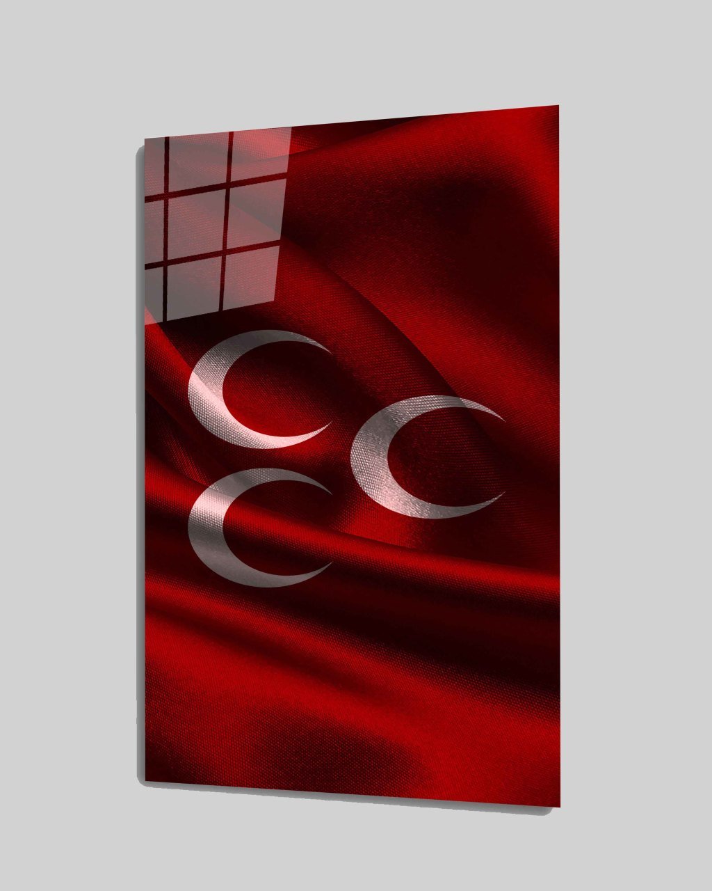 İdealizbiz Türklük  3Hilal Cam Tablo  4mm Dayanıklı Temperli Cam
