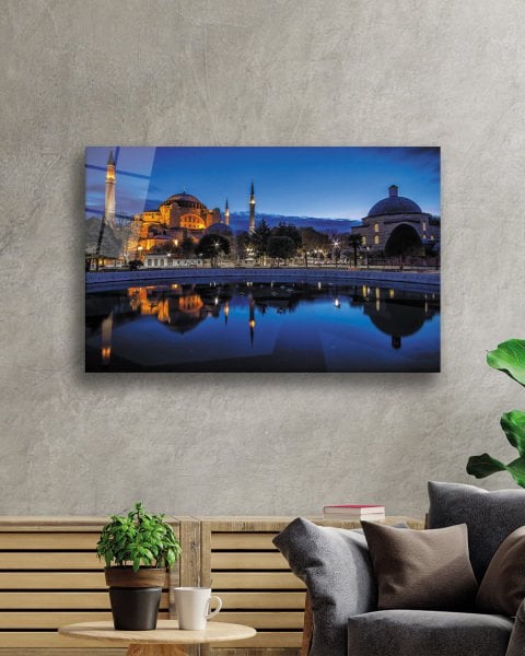 İstanbul Camii Yansıma Cam Tablo 4mm Dayanıklı Temperli Cam