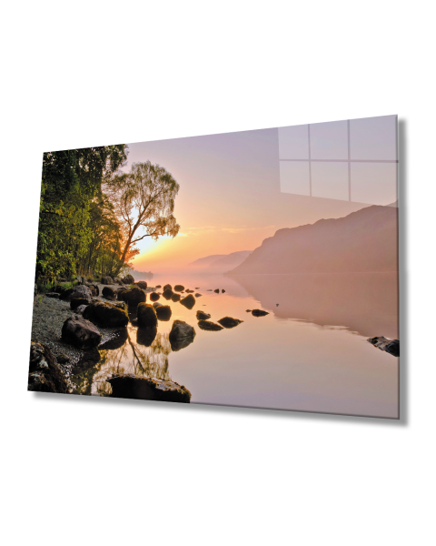 Gün Batımı Manzarası Cam Tablo  4mm Dayanıklı Temperli Cam Sunset Landscape Glass Table 4mm Durable Tempered Glass
