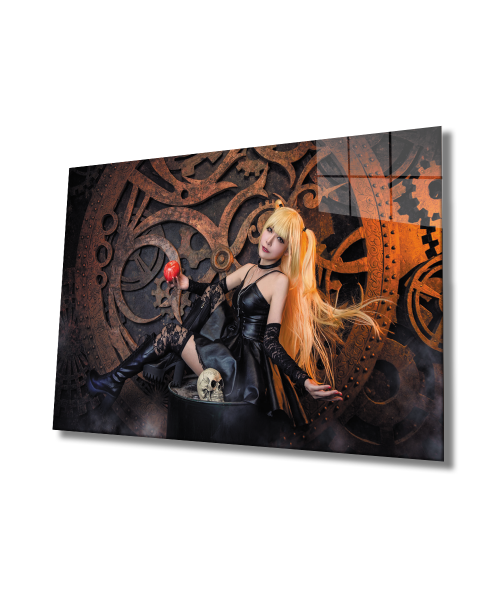 Kadınlar Kurgusal Karakter Misa Amane Cam Tablo  4mm Dayanıklı Temperli Cam, Women Fictional Character Misa Amane Glass Wall Art