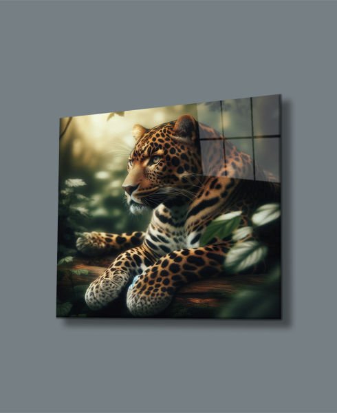 Gizlenmiş Güzellik Jaguarın Saklı Dünyası Cam Tablo Hediyelik Büyük Tablo Ev Ofis Dekoru
