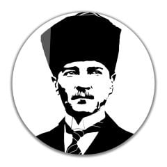 Atatürk Cam Tablo Yuvarlak 4mm Dayanıklı Temperli Cam