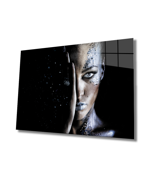 Kadınlar Görkemli Gece Cam Tablo  4mm Dayanıklı Temperli Cam, Women Glorious Night Glass Wall Art