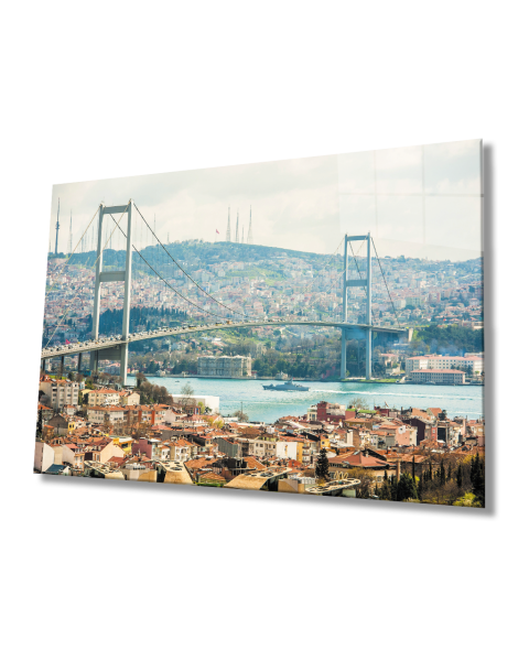 İstanbul Boğaz Köprü Manzaralı  4mm Dayanıklı  Cam Tablo Temperli Cam
