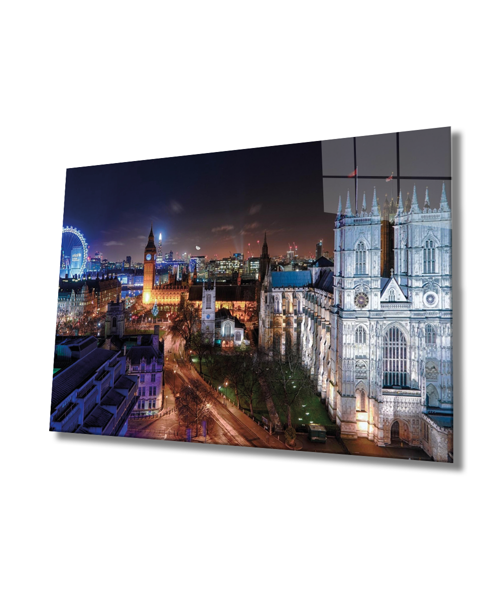 Şehir Manzaralı Cam Tablo  4mm Dayanıklı Temperli Cam, Urban Area View Glass Wall Decor