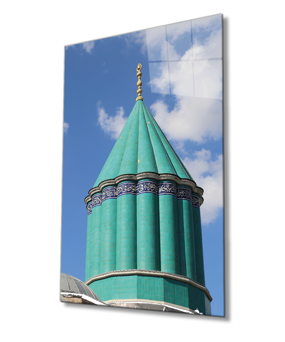 Kubbe Dini İslami Duvar Dekoru Kaligrafi Cam Tablo 4mm Dayanıklı Temperli Cam