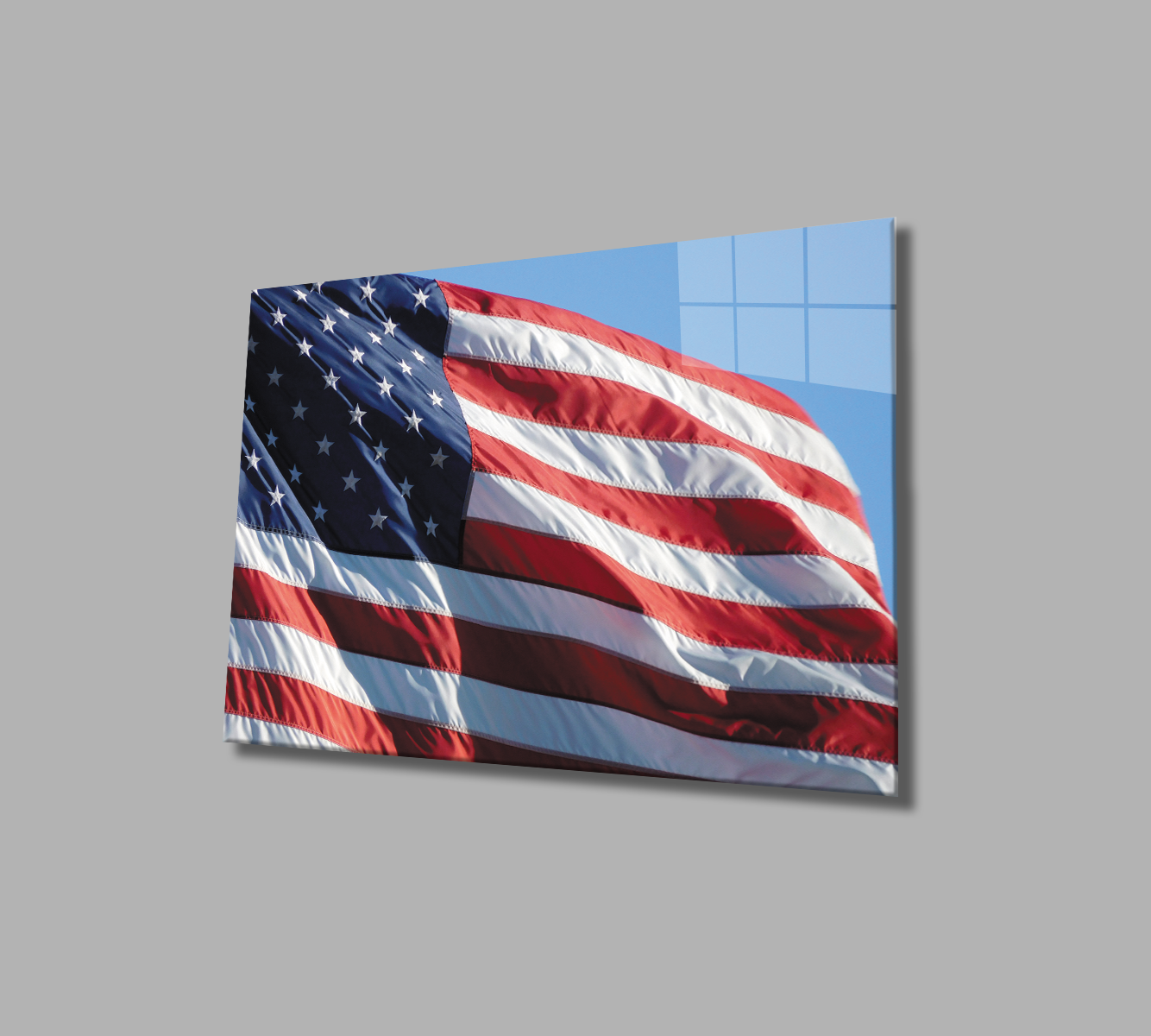 Amerika Bayrağı Cam Tablo  4mm Dayanıklı Temperli Cam,  America Flag Glass Wall Art