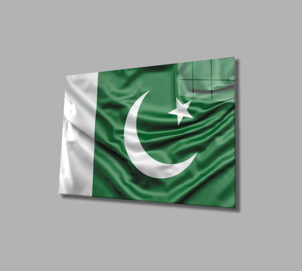 Pakistan Bayrağı Cam Tablo  4mm Dayanıklı Temperli Cam, Pakistan Flag Glass Wall Art