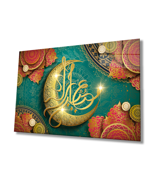 Kaligrafi Dini İslami Duvar Dekoru Cam Tablo 4mm Dayanıklı Temperli Cam