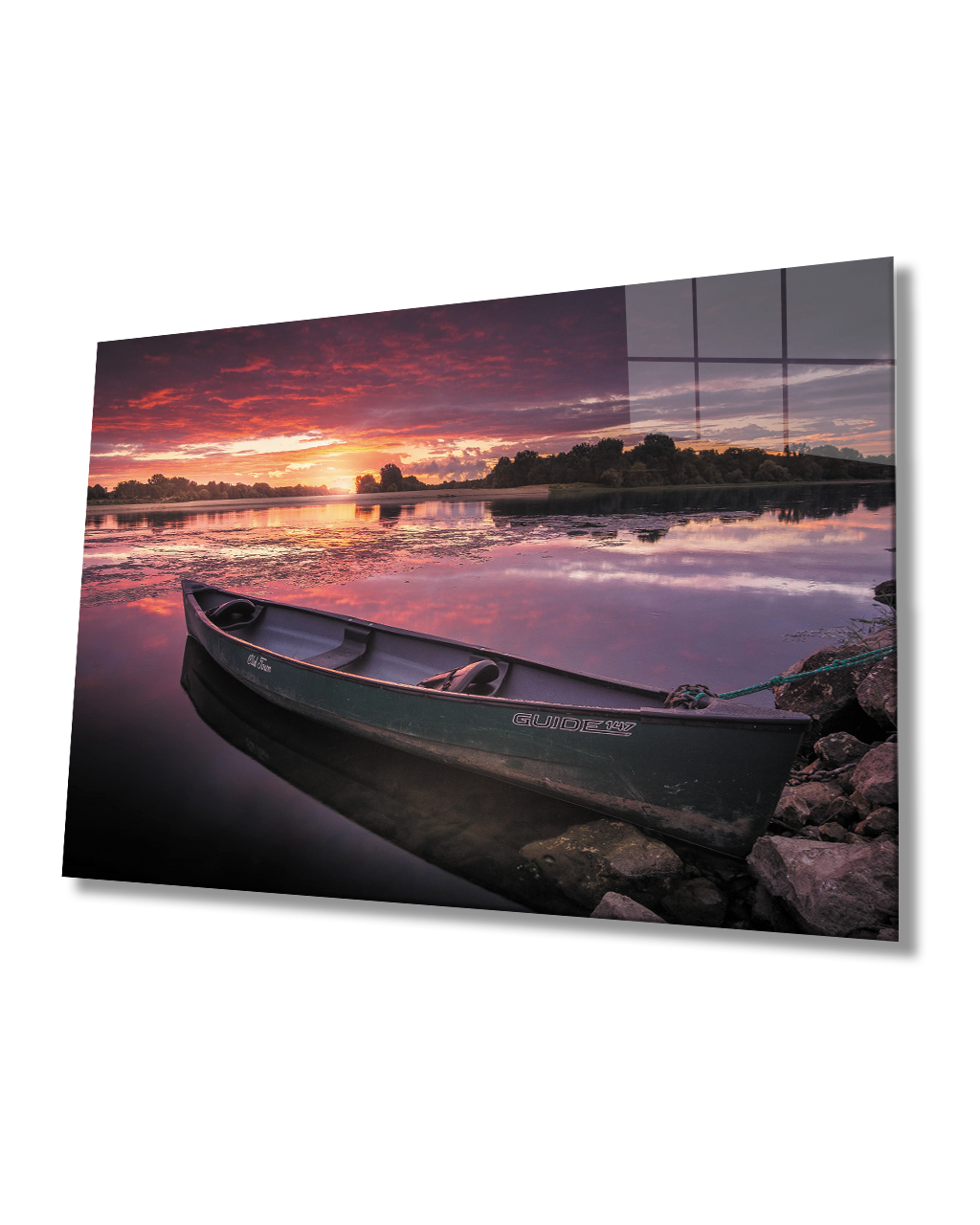 Gün Batımı Kayık Cam Tablo  4mm Dayanıklı Temperli Cam Sunset Kayak Glass Table 4mm Durable Tempered Glass