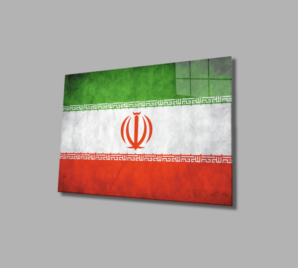 İran Cam Tablo  4mm Dayanıklı Temperli Cam, Iran Flag Glass Wall Art