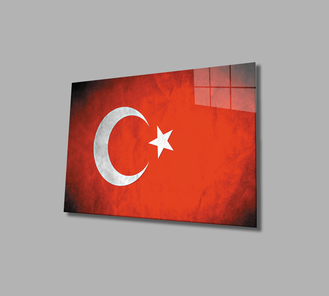 Türk Bayrağı Cam Tablo  4mm Dayanıklı Temperli Cam, Turkish Flag Glass Wall Art