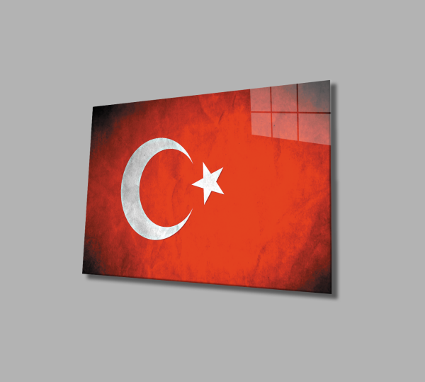 Türk Bayrağı Cam Tablo  4mm Dayanıklı Temperli Cam, Turkish Flag Glass Wall Art