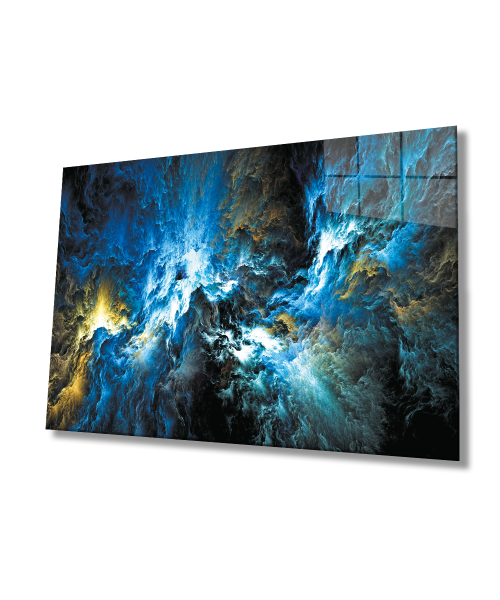 Mavi Renkli  Soyut Cosmic Tablo Tablo 4mm Dayanıklı Temperli Cam