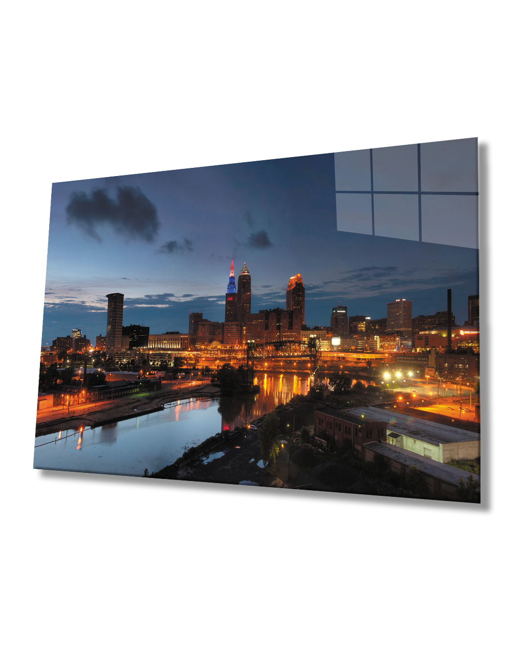 Gün Batımı Şehir Cam Tablo  4mm Dayanıklı Temperli Cam Sunset City Glass Table 4mm Durable Tempered Glass