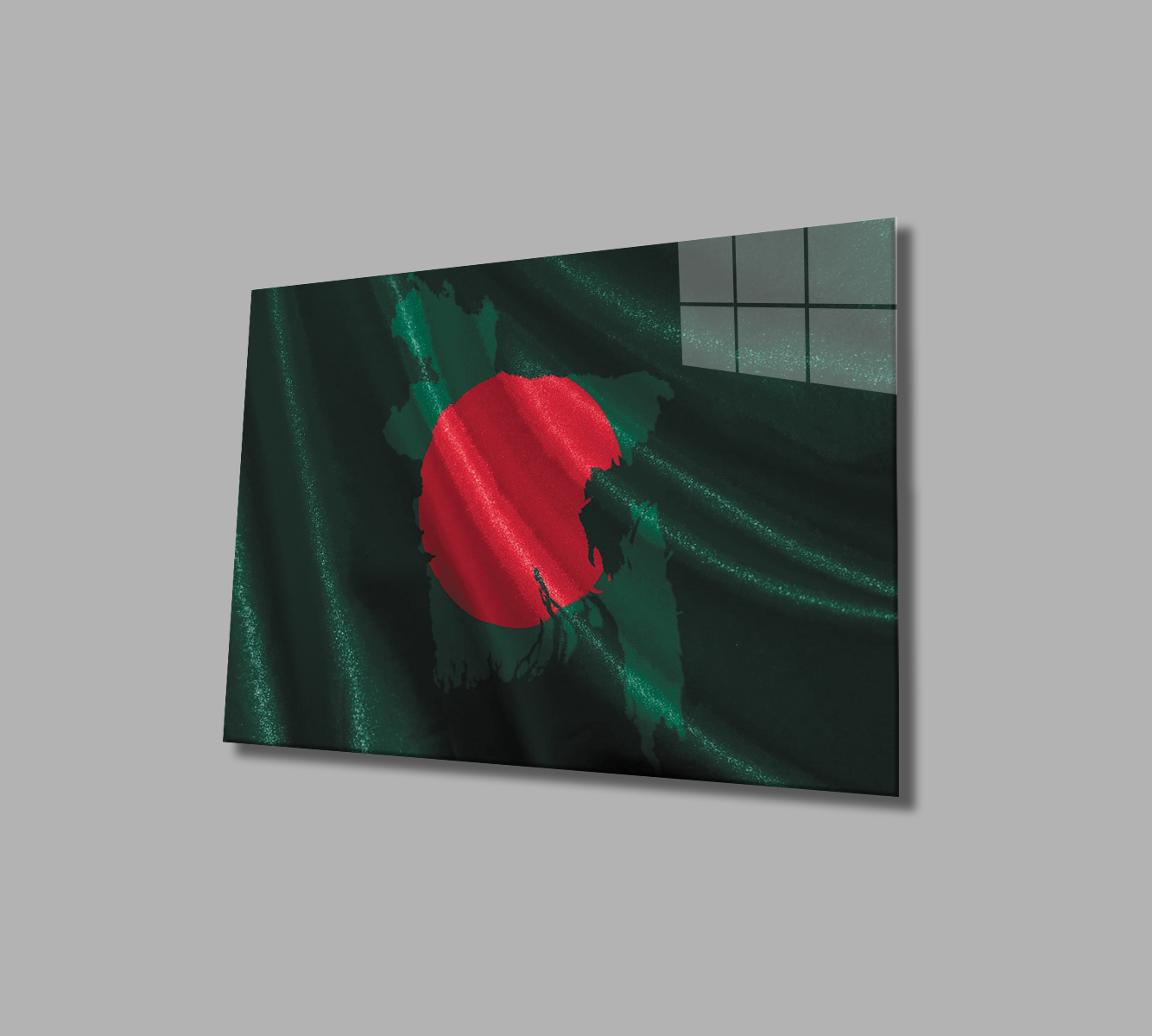 Bangladeş Bayrağı Cam Tablo  4mm Dayanıklı Temperli Cam, Bangladesh Flag Glass Wall Art