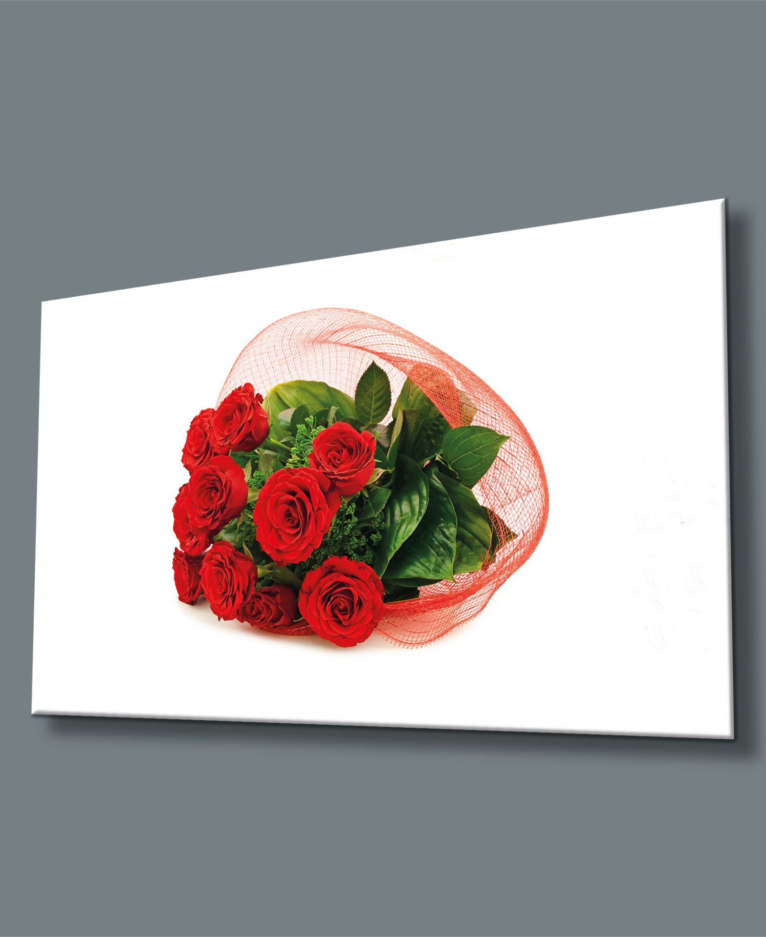 Kırmızı Güller Cam Tablo  4mm Dayanıklı Temperli Cam
