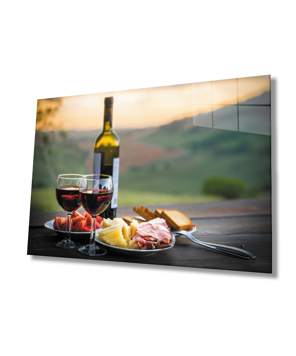 Gün Batımı Şarap Cam Tablo  4mm Dayanıklı Temperli Cam Sunset Wine Glass Wall Art