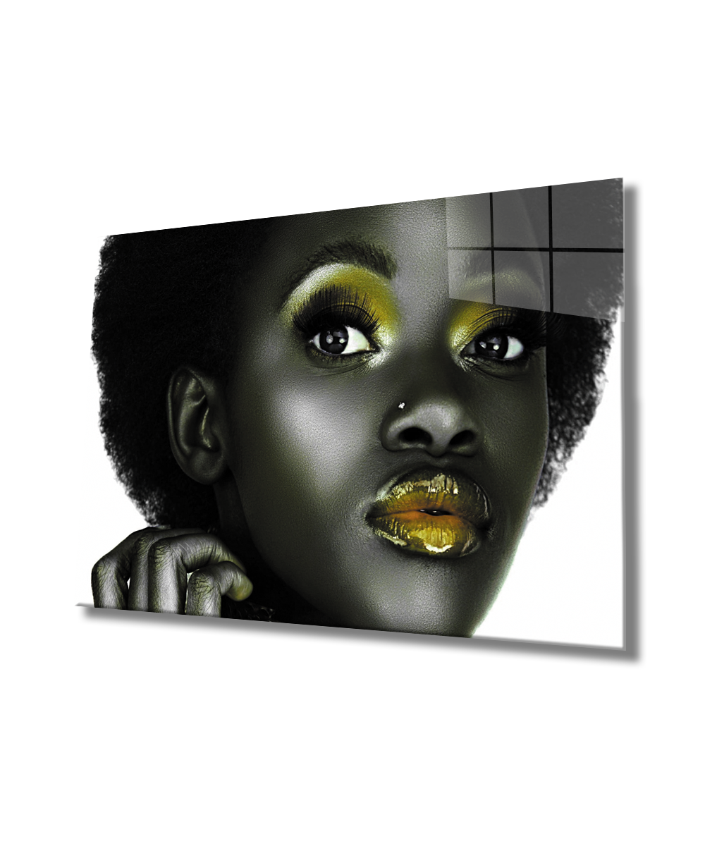 Kadınlar Afrika Kreliçesi Cam Tablo  4mm Dayanıklı Temperli Cam, Women Reina Africana Glass Wall Art