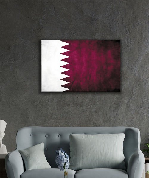 Katar Bayrağı Cam Tablo  4mm Dayanıklı Temperli Cam, Qatar Flag Glass Wall Art