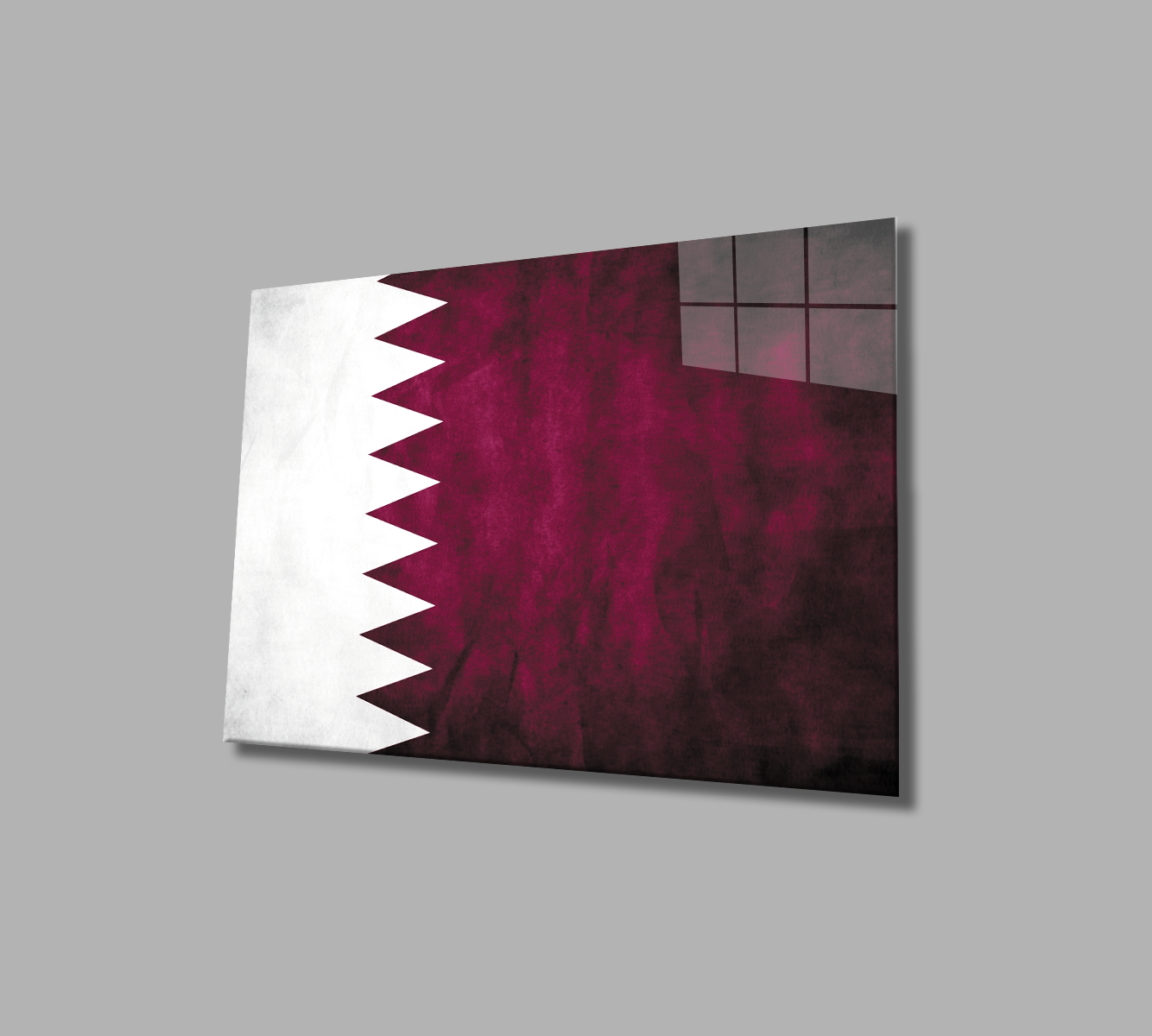 Katar Bayrağı Cam Tablo  4mm Dayanıklı Temperli Cam, Qatar Flag Glass Wall Art