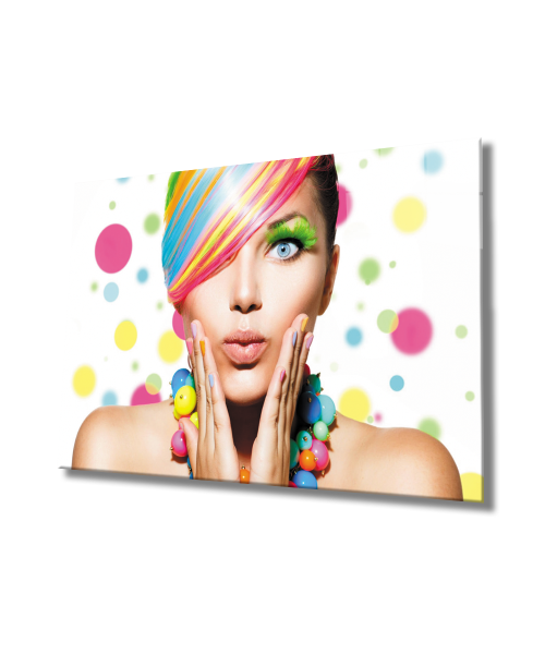 Kadınlar Rengarenk Cam Tablo  4mm Dayanıklı Temperli Cam, Women  Colorful Glass Wall Art