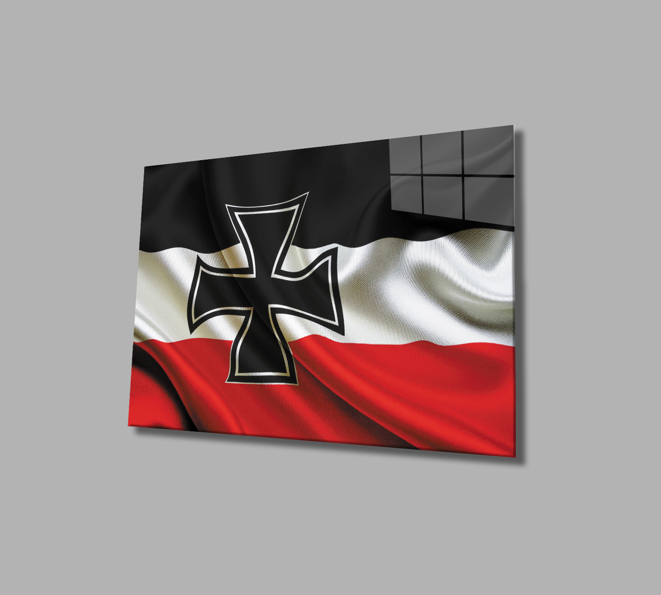 Almanya İmparatorluğu Bayrağı Cam Tablo  4mm Dayanıklı Temperli Cam, German Empire Flag Glass Wall Art