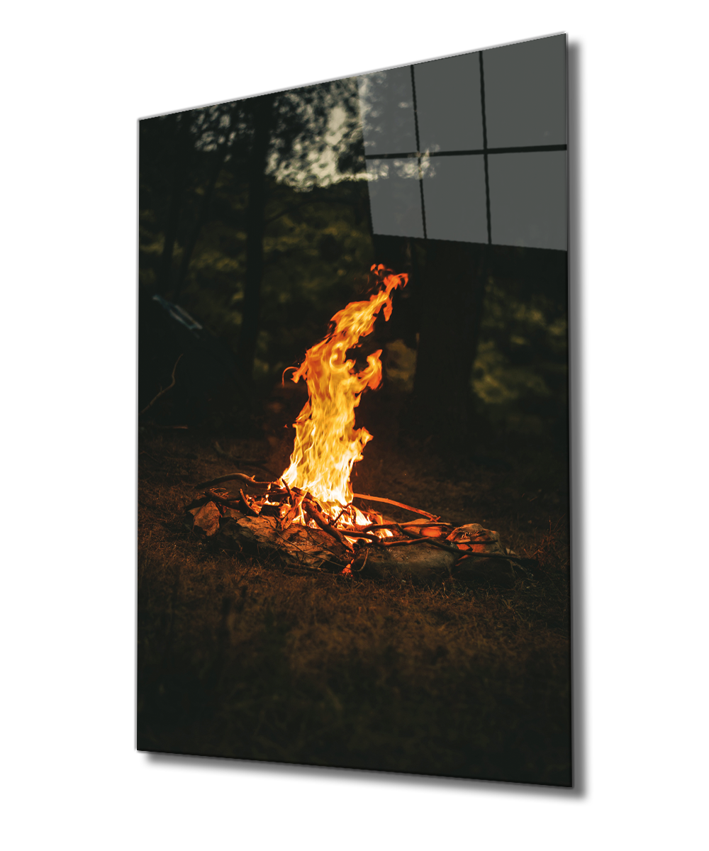 Ateş Cam Tablo  4mm Dayanıklı Temperli Cam, Fire Glass Wall Art